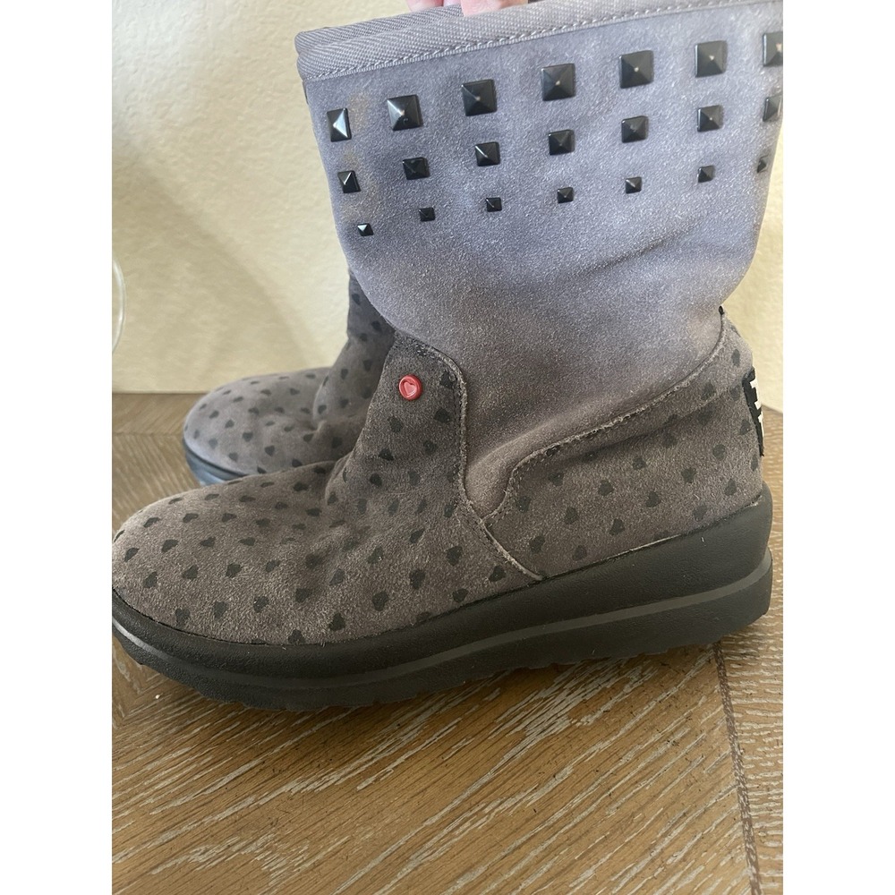 UGG Womens 5 Boots Gray Polka Dot Suede Embellished Rhinestones Rubber Platform - Picture 3 of 4